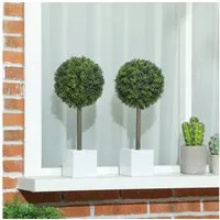 Kunstpflanze 45cm hoch Buchsbaum, HOMCOM, Höhe 45 cm, für Wohnzimmer Schlafzimmer Büro Garten Moderne Dekoration Geschenk