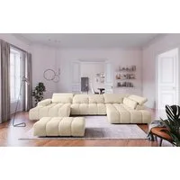 COTTA Wohnlandschaft Orion U-Form, B: 409 cm, mit Kopfteilverstellung & 6 Nierenkissen