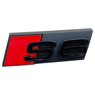 Original Audi S6 A6 Black Edition Emblem Schriftzug Logo Emblem in Schwarz glänzend für Kühlergrill