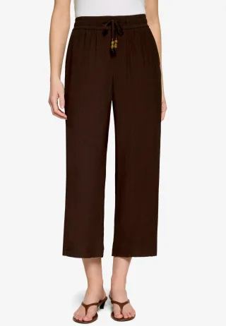 zero - Stoffhose 7/8 mit Bindedetail chocolate plum - Gr. - 44