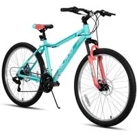 HILAND Mountainbike 26/27,5 Zoll Fahrrad für Erwachsene, MTB für Männer und Frauen, Mit Aluminium Rahmen, 18 Gang,Doppelscheibenbremse Federgabel