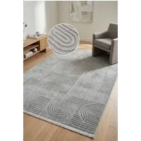 OTTO home Teppich Jonnis, mit Fransen, Boho-Design, Scandi, Designteppich, rechteckig, Höhe: 9 mm, Hoch-Tief, 3D Optik, skandinavischer Stil, Wohnzimmer, Schlafzimmer