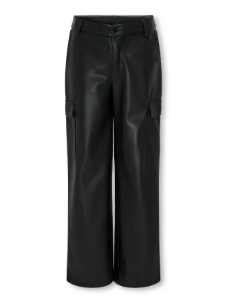 KIDS ONLY - KOGHERO FAUX LEATHER CARGO PANT PNT Black - Gr. - 146
