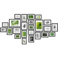 bomoe Bilderrahmen 24er Bilderrahmen Set Nature Fotorahmen Collage, Schwarz, 10x 10x15 cm, 8x 13x18 cm, 4x 15x20 cm, 2x 20x30 cm mit Passepartout