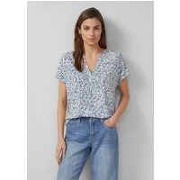 s.Oliver Kurzarmshirt T-Shirt Gemustertes Jersey-T-Shirt mit V-Ausschnitt