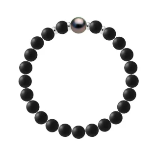 Armband Echte Tahiti-Zuchtperle rund 10-11 mm — 925er Silber — 19 cm — Herren