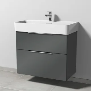 Sanipa 3way Waschtischunterbau zu Laufen VAL Waschtisch mit 2 Auszügen, Anthrazit-Glanz UF82379