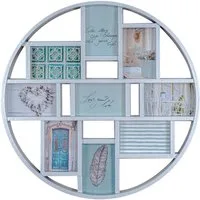 Levandeo® Bilderrahmen Collage, Bilderrahmen D55cm Collage 9 Fotos 10x15cm Silber Rund Fotorahmen