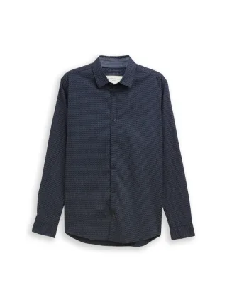 Tom Tailor - Tailliertes bedrucktes Hemd blau - Gr. - L