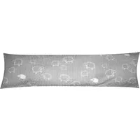 Heubergshop Seitenschläferkissenbezug, (1 Stück), Seersucker 40x145cm 100% Baumwolle Schafe Lämmer Grau Weiß (S-99/7)