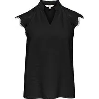 ONLY Shirttop ONLPLOY METTE SL LACE V-NECK TOP WVN Kunstfaser, regular fit, V-Ausschnitt