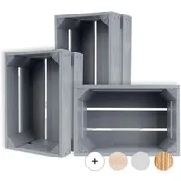 Creative Deco Holzkiste 3x Weinkisten Set Obstkiste Holz (3 Kisten)