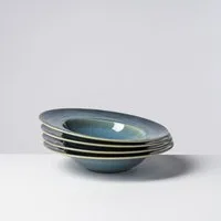 Gipfelstück Pastateller Teller Set, Tiefer See, (4 St), Scandi-Style, glänzende Reaktivglasur, jedes Stück ein Unikat