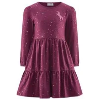 happy girls Jerseykleid Baumwolle mit Stretch, Alloverdruck, Glitzer Applikation