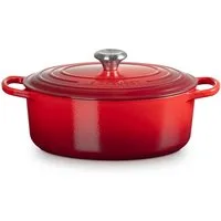 LE CREUSET Bräter Gusseisen-Bräter mit Deckel, Oval, Gusseisen, Ø 27 cm, Kirschrot, 21178270602430