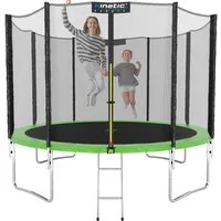 Kinetic Sports Gartentrampolin SALTO, Ø 244 cm, Kindertrampolin Set mit Sicherheitsnetz, USA Sprungtuch, Leiter