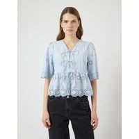 Y.A.S Spitzenbluse YASCORNELIA 2/4 TIE TOP S. NOOS Baumwolle, regular fit