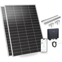 Sunshare Balkonkraftwerk Ray Lite 400 W Plug & Play Solarsystem mit Mikro-Wechselrichter, 200 W, Monokristallin N‑Typ TOPCon, (2-St., 400 W Balkonkraftwerk mit Mikro‑WR, WLAN und Halterung), Effizient, schwachlichtstark, kompakt, modular bis 1200 W e