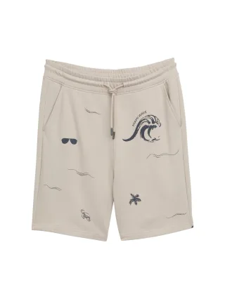 Denim Tom Tailor - Relaxed Fit Sweat Shorts mit Muster light dove grey - Gr. - S