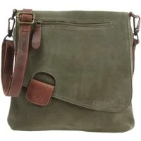 LECONI Umhängetasche Handtasche Ledertasche Damen Schultertasche Echt Wild-Leder LE3027, Überschlag & Reißverschluss – viele Fächer & Farben – 29 × 29 × 6 cm