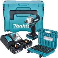 Makita Akku-Schlagschrauber DTW 300 TJX7 18 V 330 Nm 1/2" + 2x Akku 5,0 Ah + Ladegerät + Makpac
