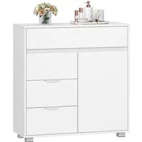 LuxusKollektion Badkommode Badezimmerschrank Kommode 4 Schubladen Schranktür Weiß 30 x 80 x 82 cm
