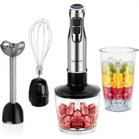 Aigostar Stabmixer Stabmixer Set 4 in 1,Pürierstab Edelstahl Rührstab 6 Geschwindigkeiten, 1000,00 W, stabmixer set 4 in 1, Variable Geschwindigkeit und Turbo