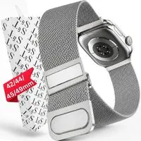 S&T Design Smartwatch-Armband Armband Edelstahl für Apple Watch Doppel Magnetischer Mesh Milanaise, Kompatibel mit Apple Watch 38 / 40 / 41/ 42 / 44 / 45 / 46 / 49 Metall