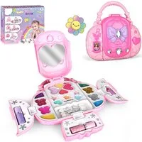 Zaewry Kosmetik-Set Kinderschminkset (mit Spiegel) – Abwaschbares Kosmetikset, Prinzessinnen-Schminkset