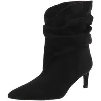 Ital-Design Damen Stiefelette mit Absatz und gerafftem Schaft Stiefelette (92214316) Pfennig-/Stilettoabsatz Stiefeletten in Schwarz