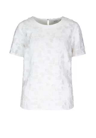 Bianca - Blusenshirt mit Jacquard-Muster und Rundhalsausschnitt weiß - Gr. - 36