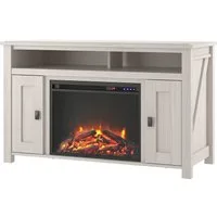 loft24 Kaminumbauschrank Farmington - Sideboard TV-Lowboard Elektrokamin Fernsehschrank 2 Türen, offene Fächer, Landhausstil