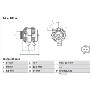 Bosch Lichtmaschine 180A 0986048400 Volvo C70 S60 S80 V60 V70 Xc60 Xc70 Xc90