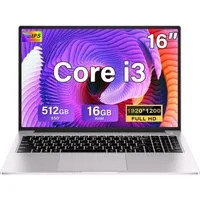 bvate 16-Zoll-Laptop 16 GB RAM 512 GB SSD FHD-Display Core i3 180° Notebook (35 cm/16 Zoll, Core i3, Core i3)