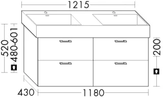 Burgbad Waschtischunterschrank System 30 Preisgruppe 4 Sana 520x1180x430 Trend- oder RAL-Farbe SHLG118F5348