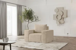 Sessel Designersessel ESTELLE in Stoff Abriamo Beige