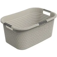 ROTHO Wäschekorb Wäschebox 40L COUNTRY, ergonomische Wäschebehälter mit Griffe, Rattan-Oberfläche ermöglicht Luftzirkulation im Korb