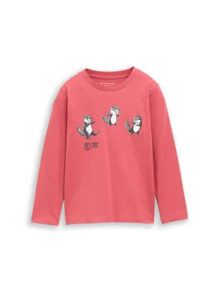 tom tailor kids - Langarmshirt mit Print Berry Red - Gr. - 98