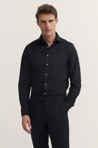 Bugatti Herren Jerseyhemd mit Kentkragen