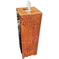 Jürgen Bocker - Gartenambiente Gartenbrunnen Säulenbrunnen eckig 20/20 cm Cortenstahl Höhe 40-100 cm LED Garten