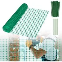 FIVMEN Wildzaun Absperrzaun Bauzaun Begrenzungszaun, Nutztierzäune 100 cm hoch, für Geflügelgehege Warnnetz, Grün(mit Bodenspikes)
