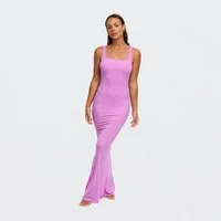 cfab Jerseykleid Ribbed Tank Top Maxikleid-Violett-S (1-tlg)
