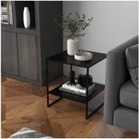 HOMCOM Beistelltisch Sofatisch, Nachttisch, Kaffeetisch im Industriedesign (Telefontisch, 1-St., Couchtisch), Schwarz, 40 x 40 x 45 cm
