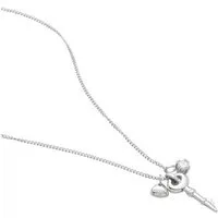 Fossil Collier Kette Edelstahl Zirkonia Karabiner 43cm JF86596040, Anhänger in Schlüsselform, Zirkoniaanhänger