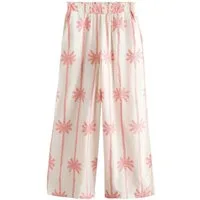 Next Palazzohose Hose mit Stickerei und weitem Bein, Palmen (1-tlg)