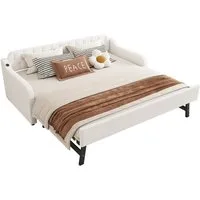 Merax Daybett, Tagesbett 90x200cm/180x200cm Schlafsofa mit Unterbett, Leinen
