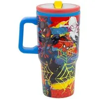 Spiderman Thermobecher 640 ml Edelstahl doppelwandiger Trinkbecher mit Trinkhalm, 1-tlg., Edelstahl