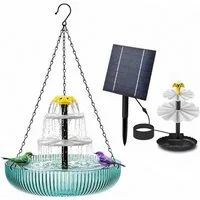 Srvillg Vogeltränke Solar Vogeltränke Hängend, 3-stufige Kaskadenbrunnen Deko, Für Garten & Terrasse, mit Solarpumpe und großem Wasserbecken