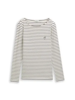 Tom Tailor - Langarmshirt mit Streifenmuster navy offwhite stripe - Gr. - XXXL
