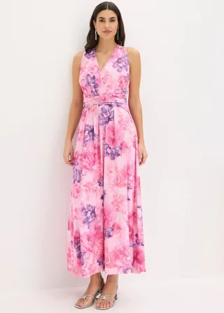 bonprix Maxikleid aus feinem Jersey mit Accessoir-Detail, rosa, Gr.36/38 (S), Modern und feminin: Maxikleid aus feinem Jersey mit Drapierung und Accessoir mit Strasssteinverzierung